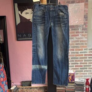 Y2K Guess Men's Blue Straight Jeans
